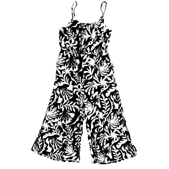 NWT Rachel Zoe Palm Print Linen Blend Wide Leg Jumpsuit Romper L - Picture 2 of 14